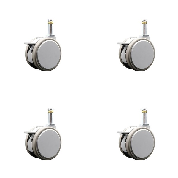 Service Caster 3 Inch MRI Safe Casters with Brakes, 7/16 Inch Grip Ring Stem, Set of 4, SCC, 4PK SCC-GR02S75-TPR-GRY-B-716138-MRI-4 - main